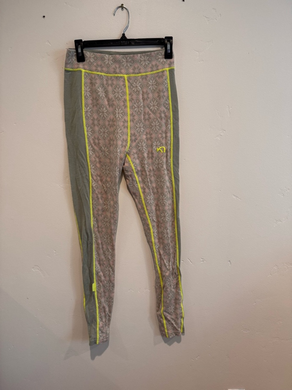 Kari Traa Light Sage Beanie with Neon Yellow Stitching base layer